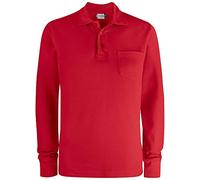 Clique Basic Polo L/S Pocket Shirt, Red, Xx-Large