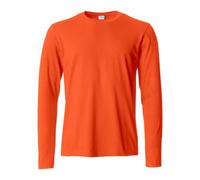 Clique - Men's Long Sleeve T-Shirt Basic-T L/S, Cotton Jersey, Elastic Collar, Sweatband, Slim-Fit Fit, Orange, XS