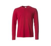 Clique - Men's Long Sleeve T-Shirt Basic-T L/S, Cotton Jersey, Elastic Collar, Sweatband, Slim-Fit Fit, red, L