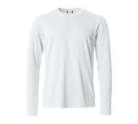 Clique - Men's Long Sleeve T-Shirt Basic-T L/S, Cotton Jersey, Elastic Collar, Sweatband, Slim-Fit Fit, White, XXXL