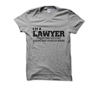 Clique Clothing I'm a Lawyer Let's just Assume I'm Never Wrong T-Shirt (Grey, S)
