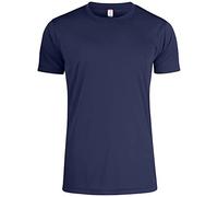 CLIQUE - Men's Basic Active-T crew neck T-shirt, in microfiber, parasudor ribbon, side seams, slim-fit fit fit, blue, XXL