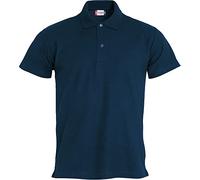 Clique - Men's Basic Pique Polo Shirt, 100% Cotton, Button Closure, Double Needle Gusset Sleeve Edge, Side Slits, Slim Fit (Dark Blue 3XL), dark blue