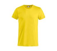 Clique - Men's Basic-T Half Sleeve T-Shirt, Cotton Jersey, Stretch Collar, Sweatband, Slim-Fit (Lemon Yellow L), Lemon Yellow