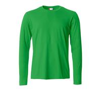 CLIQUE - Men's Basic-T L/S Long Sleeve T-Shirt Jersey Cotton Elastic Collar Sweatband Slim Fit, Acid Green, L