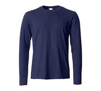 Clique - Men's Long Sleeve T-Shirt Basic-T L/S, Cotton Jersey, Elastic Collar, Sweatband, Slim-Fit Fit, Navyblue, M