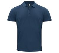 CLIQUE - Men's Classic OC half-sleeve polo shirt, in GOTS certified organic cotton, button closure, sleeve hem with rib, side slits, regular fit, dark blue, XL