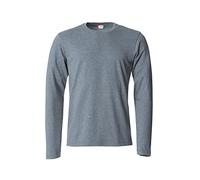 Clique - Men's Long Sleeve T-Shirt Basic-T L/S, Cotton Jersey, Elastic Collar, Sweatband, Slim-Fit Fit, Heatheygrey, XS