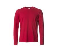 Clique - Men's Long Sleeve T-Shirt Basic-T L/S, Cotton Jersey, Elastic Collar, Sweatband, Slim-Fit Fit, red, S