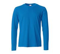 Clique - Men's Long Sleeve T-Shirt Basic-T L/S, Cotton Jersey, Elastic Collar, Sweatband, Slim-Fit Fit, Royalblue, XS