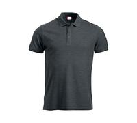 CLIQUE - Men's Manhattan half sleeve polo shirt, in Polyester, button closure, sleeve edge with rib, side slits, slim-fit fit fit, Anthracite Melange, XS