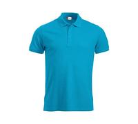 CLIQUE - Men's Manhattan half sleeve polo shirt, in Polyester, button closure, sleeve edge with rib, side slits, slim-fit fit fit, turquoise, L