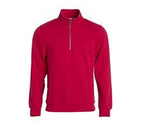 CliQue Unisex Basic Half Zip Sweatshirt - Red, L - Polyester Cotton, Anti-Pilling, Anti-Static, Oeko-Tex Certified