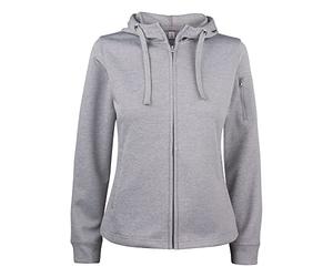 Clique Women's Basic Active Hoody Lady Full Zip Hooded Sweatshirt, Grey Melange, L
