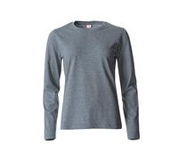 Clique - Women's Basic-T L/S Ladies Long Sleeve Crew Neck T-Shirt in Cotton Jersey Slim Fit in Various Sizes and Colours (Grey Melange L), Heather Grey