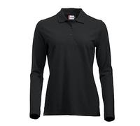 Clique Women's Classic Long Sleeved Womens Marion Polo Regular Fit Plain Polo Long Sleeve Polo Shirt, Black, 14 (Manufacturer Size: Large)