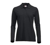 Clique Women's Classic Long Sleeved Womens Marion Polo Regular Fit Plain Polo Long Sleeve Polo Shirt, Black, 10 (Manufacturer Size: Small)