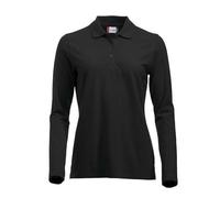 Clique Women's Classic Long Sleeved Womens Marion Polo Regular Fit Plain Polo Long Sleeve Polo Shirt, Black, 14 (Manufacturer Size: Large)