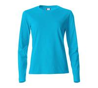 CLIQUE - Women's T-shirt Basic-T L/S Ladies long sleeve t-shirt in cotton jersey slim-fit fit in different sizes and colors, turquoise, S