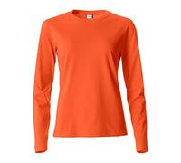 Clique - Women's Long-Sleeved Crew Neck T-Shirt Basic-T L/S Ladies in Cotton Jersey Slim-Fit in Various Sizes and Colours, Orange, XXL