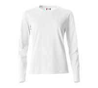 Clique - Women's Long-Sleeved Crew Neck T-Shirt Basic-T L/S Ladies in Cotton Jersey Slim-Fit in Various Sizes and Colours, White, XXL