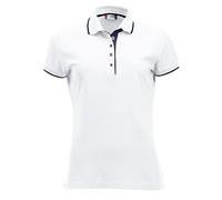 Clique Women's Seattle Ladies Polo Shirt, White (White/Dark Navy), 12 (Size: Large)