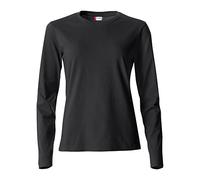 CLIQUE - Women's T-shirt Basic-T L/S Ladies long sleeve t-shirt in cotton jersey slim-fit fit in different sizes and colors, Black, XXL