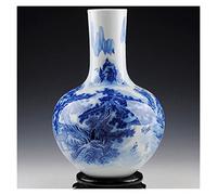 CLISDFG Ancient Style Blue And White Porcelain Traditional Chinese Elegant Tabletop Vase With Landscape Painting Decoration