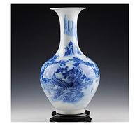 CLISDFG Ancient Style Blue And White Porcelain Traditional Chinese Elegant Tabletop Vase With Landscape Painting Decoration
