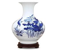 CLISDFG Dry Retro Ceramic Hand-Painted Carving Clear Blue And White Porcelain Decoration Living Room Arrangement Flower Vase,