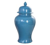 CLISDFG Traditional Chinese Blue Porcelain Temple Home Decor, Ceramic Decorative Ginger Jar With Lid, Glossy Pocelain Flower Vase For Table, Living Room, Centerpiece S,M