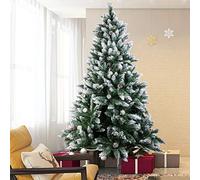 Cliselda 5ft Artificial Christmas Tree with Pine Cones, Snow Flocked Xmas Tree With Metal Solid Stand for Holiday Home Indoor Decoration, Green/White