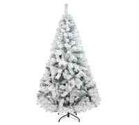 Cliselda 7ft Artificial Snow Christmas Tree 1000 Branches, Snow Flocked Xmas Tree With Metal Solid Stand for Holiday Home Indoor Decoration, White