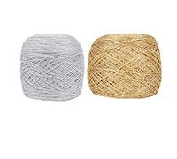 Clisil 50gram Silver&50gram Gold DIY Lurex Glitter Yarn Metallic Yarn Shiny Crochet Thread Sparkle Lame Yarn Art DIY Bag Accessory Yarn for Sweater Scarf Home Party Wedding Decorations