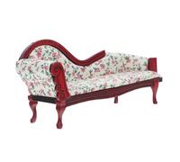 CLISPEED 1:12 Miniature Dollhouse Floral Sofa Couch Vintage Wooden Loveseat Furniture for Dolls House Country Style Room Decoration
