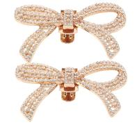 CLISPEED 1 Pair Golden Rhinestone Bow Shoe Clips with Versatile Clip-on Mechanism, Alloy Material, Elegant and Stylish Shoe Decoration Accessories for Parties and Formal Events