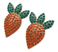 CLISPEED 1 Pair Rhinestone Bow Knot Statement Earrings for Women, Full Crystal Studs Carrot Shape Holiday Easter Jewelry Accessories