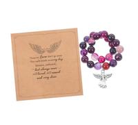 CLISPEED 1 Set Memorial Beaded Bracelet Set with Card Condolence for Loved Ones Elastic Design for Comfort Versatile Accessory for Grieving Men and Women Unique Stone Beads for Remembrance