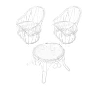 CLISPEED 1 Set Miniature Table and Chairs Set Sweet Furniture for Dollhouse Elegant Decoration for Office Desk Accessories Realistic Tiny Furniture Miniatures for Creative Displays