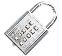 CLISPEED 10-Digit Combination Password Lock Metal Hanging Lock Sturdy Number Password Design Lightweight Silver Padlock for Gym Drawers and Suitcases