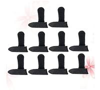 CLISPEED 10 Pcs Breathable Finger Sleeves for Phone Game Playing Sweat Elastic Thumb and Finger Covers with Conductive Fiber Comfortable Fit for Mobile Touchscreen Gaming Black Edge