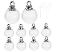 CLISPEED 10 Pcs Transparent Mini Glass Ball Charms with Sealing Rings Hollow Pendant Bottles for DIY Jewelry Making Wishing Bottle Pendants Necklace and Bracelet Craft Accessories