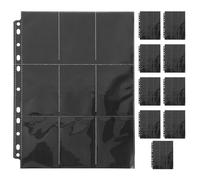 CLISPEED 10 Sheets Binder Card Page with Double Side Pocket Design 18 Pockets Per Sheet Lightweight PVC Card Album Sleeve