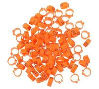 CLISPEED 100 Pcs Numbered Pigeon Foot Rings 10Mm Plastic Leg Bands Clip Orange for Poultry Identification Bird Supplies
