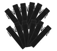 CLISPEED 100pcs Black Velvet Pen Pouches Drawstring Pencil Sleeve Organizer for Fountain Pens for Office School Travel