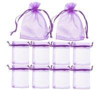 CLISPEED 100Pcs Dark Purple Organza Drawstring Bags Sheer Lavender Candy Pouches for Party Wedding Favor Decoration Storage