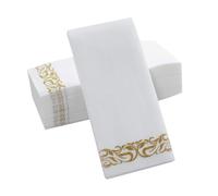 CLISPEED 100pcs Disposable Gold Print Dinner Napkins Thick Folded Paper Serviettes for Weddings Birthday Parties Hotel Restaurant Use