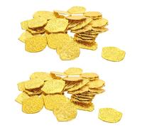 CLISPEED 100pcs Gold Pirate Coins Plastic for Play Money Realistic Fake Doubloons for Pirate Party Favors Classroom Rewards Halloween Decorations and Group Activities