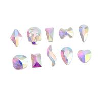 CLISPEED 100pcs Mixed Shape Flatback Rhinestones for Nail Art Premium Glass Nail Gems for DIY Craft Home Art Iridescent Rhinestone Stickers