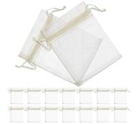 CLISPEED 100pcs Organza Drawstring Bags Chic Party Favor Pouches Beige Mesh Candy Storage Bags with Elegant Look and Unique Appearance for Christmas Weddings, Easy to Carry and Keep Things
